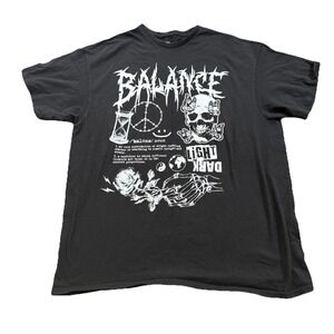 DOM Shirt Black Y2K Balance Grunge Skull  Street Wear Skater Goth Thrasher M/L